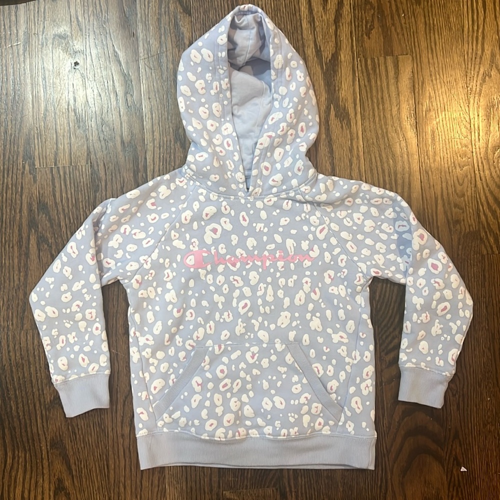 Girls Purple Leopard Champion Hoodie Sweatshirt XS (5T-7T)